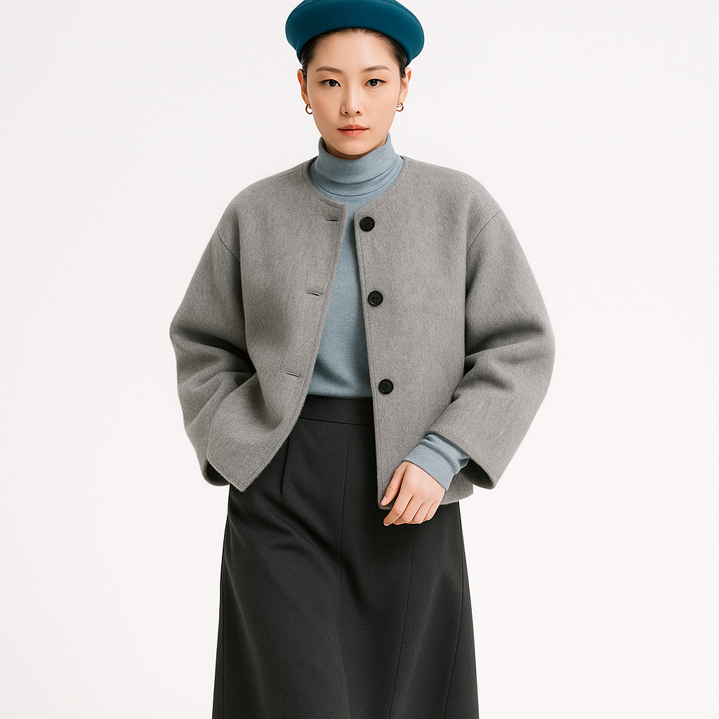 Dame Overcoat | Knappet | Løs Pasform | Lange Ærmer