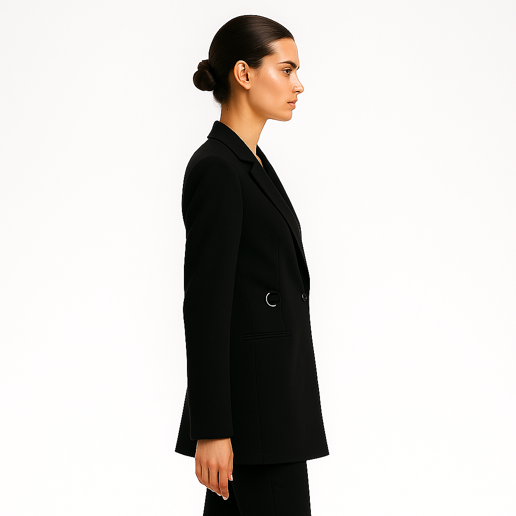 Stilfuld Blazer til Kvinder | Elegant Lang Blazer med Justerbart Taljebånd