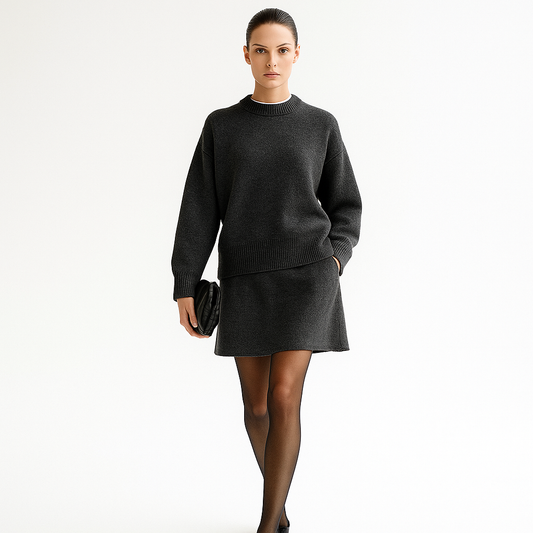 Elegant Strikket Sæt til Kvinder | Aïda To-delt Outfit med Top og Nederdel
