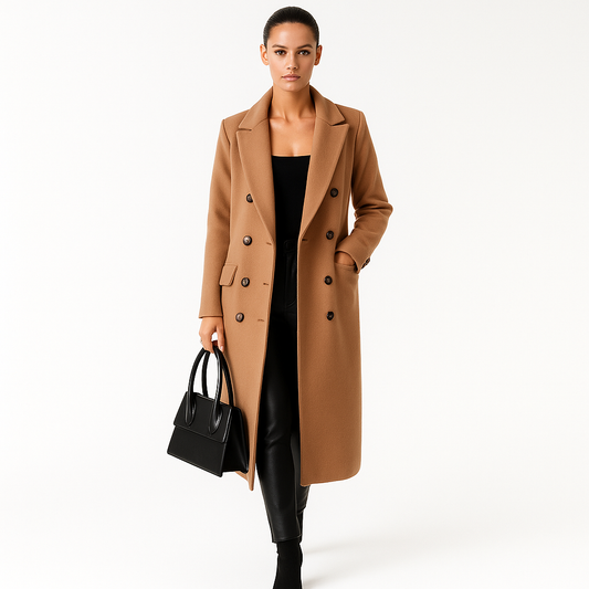 Dame trenchcoat i varm uldkvalitet | Elegant og tidløs silhuet