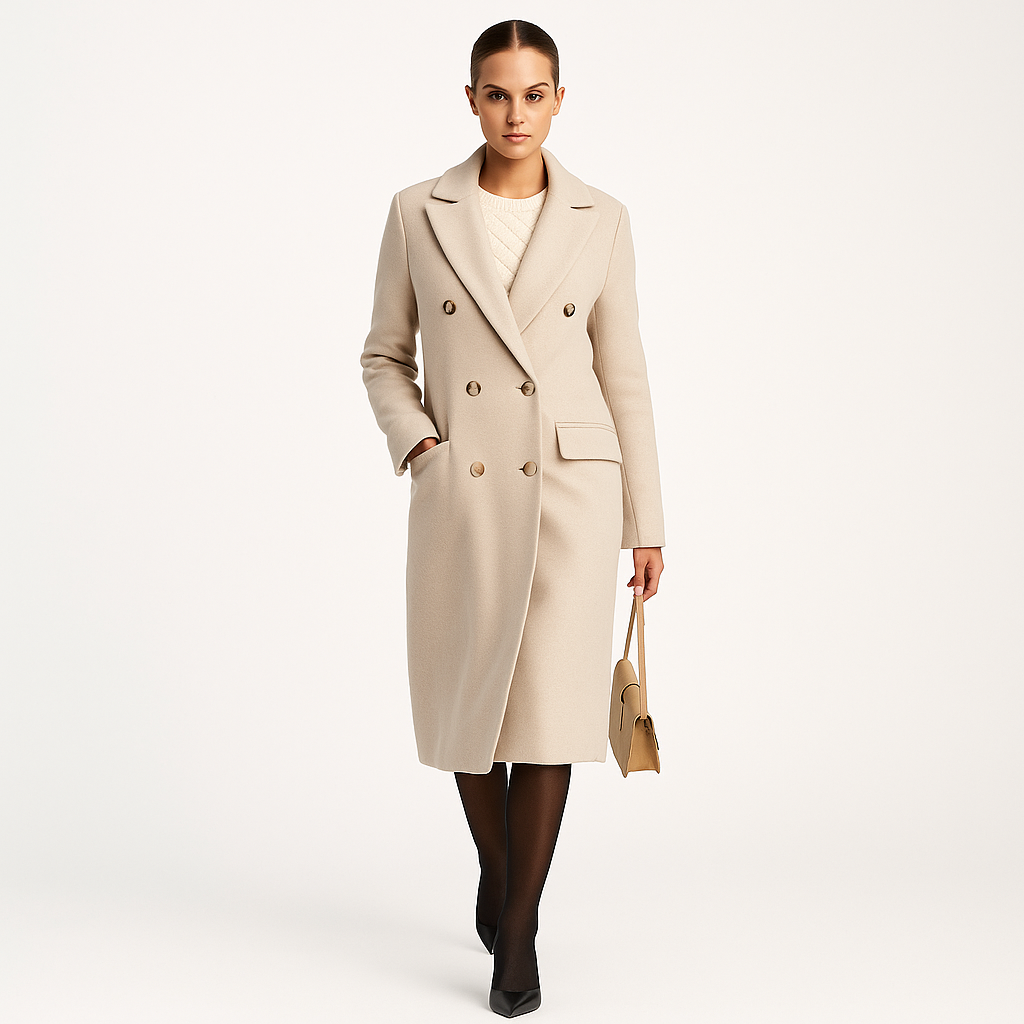 Dame trenchcoat i varm uldkvalitet | Elegant og tidløs silhuet
