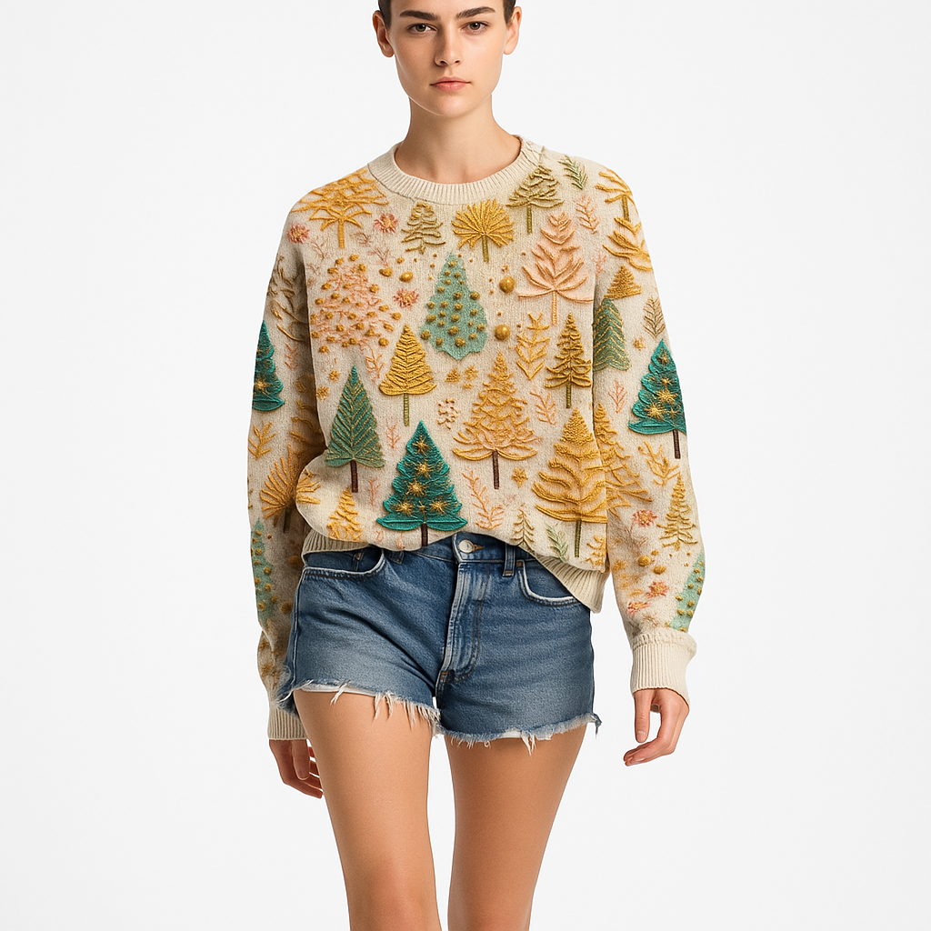 Dame julesweater med blødt strik og julemotiv | Hyggelig og elegant til vinter