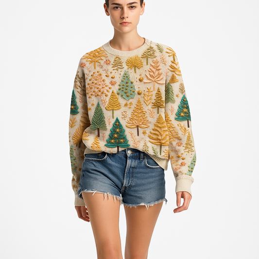 Dame julesweater med blødt strik og julemotiv | Hyggelig og elegant til vinter