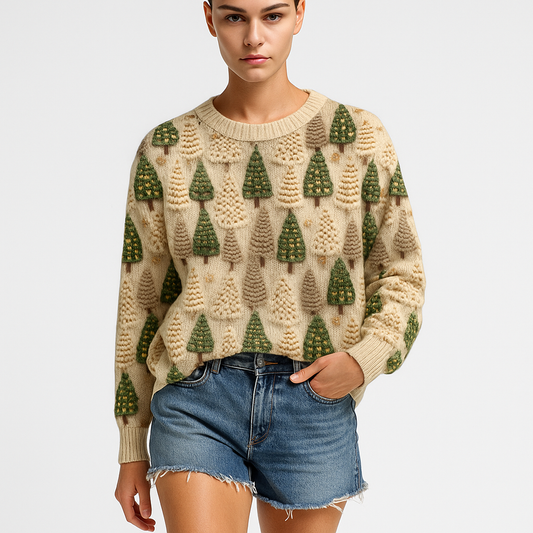 Dame julesweater med blødt strik og julemotiv | Hyggelig og elegant til vinter