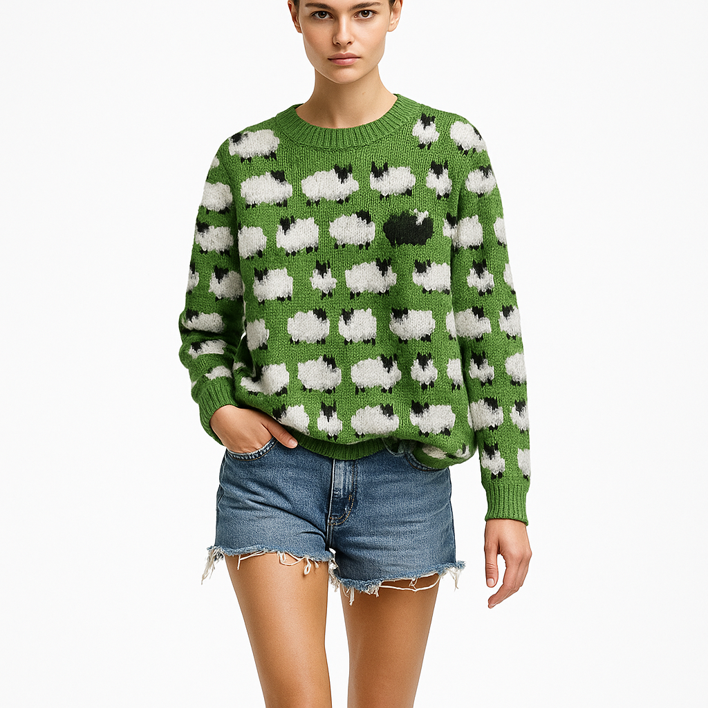 Dame julesweater med blødt strik og julemotiv | Hyggelig og elegant til vinter