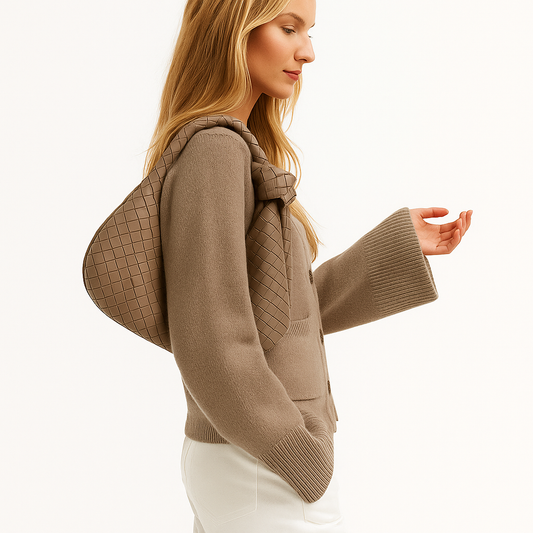 Uld Cardigan til Kvinder | V-hals | Fransk Afslappet Stil