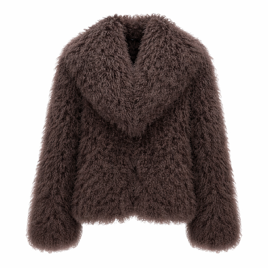 Jakke i ægte Mongolian sheep fur til kvinder