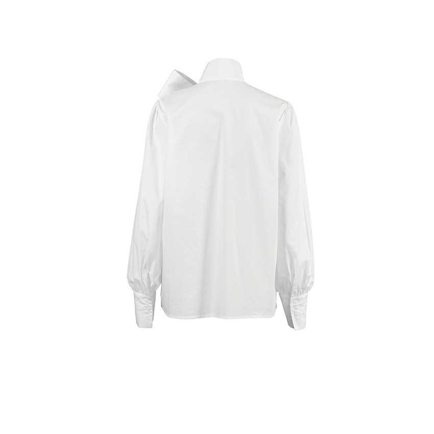 Dame Skjorte med Sløjfedetalje | Klassisk Hvid Bluse | Let & Elegant Pasform