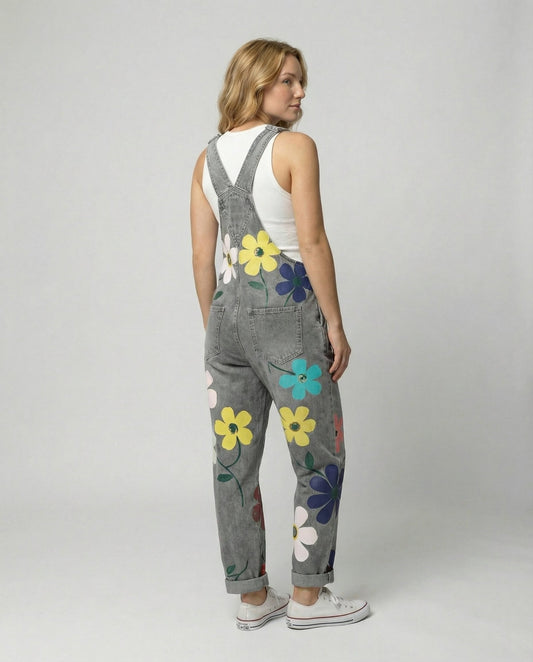 Ærmeløs denim jumpsuit til kvinder | Afslappet pasform med dekorative detaljer