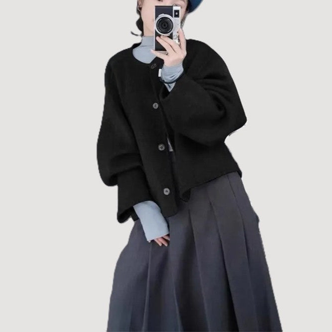 Dame Overcoat | Knappet | Løs Pasform | Lange Ærmer