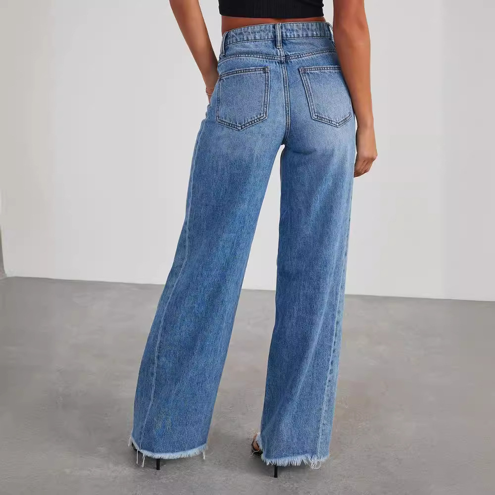 Dame Jeans med Høj Talje | Afslappet Pasform i Blødt Denim