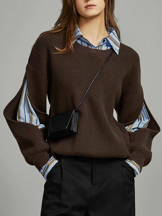 Dame ribstrikket 2-i-1 sweater med cutout-detalje | Blød og elegant pasform