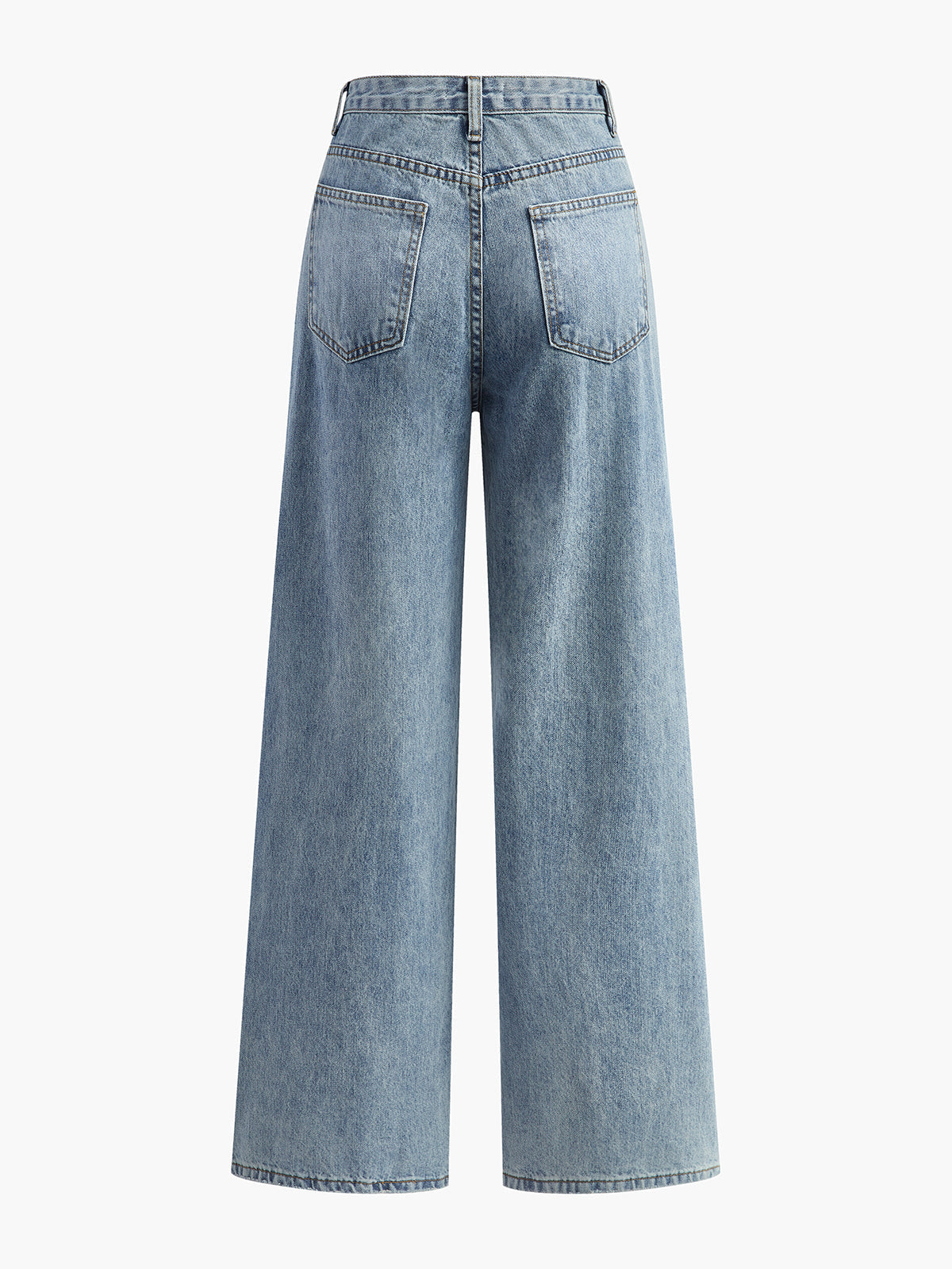 Kvinders jeans med asymmetrisk talje | Vide ben | Moderne design i lys denim