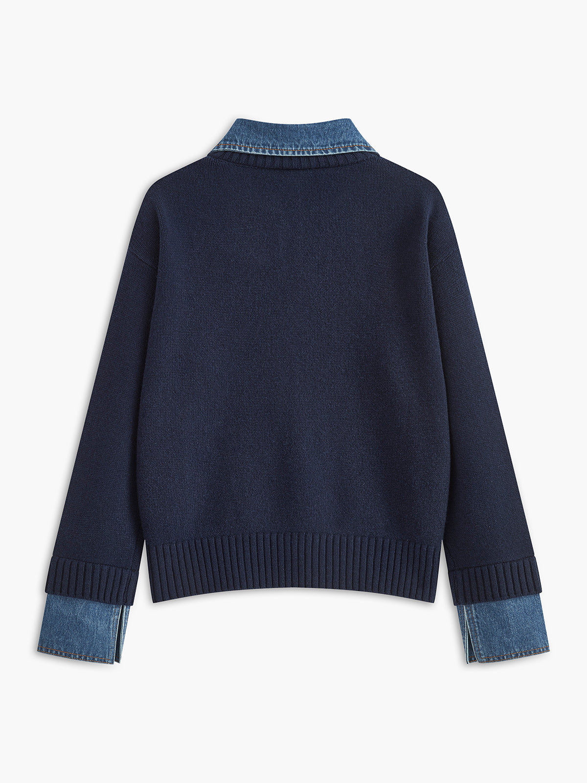 Dame striksweater med revers og 2-i-1 paneldesign | Blød og elegant pasform