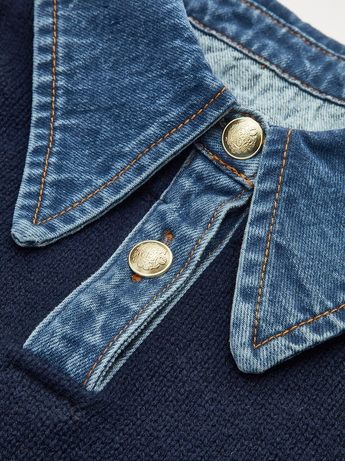 Dame striksweater med revers og 2-i-1 paneldesign | Blød og elegant pasform