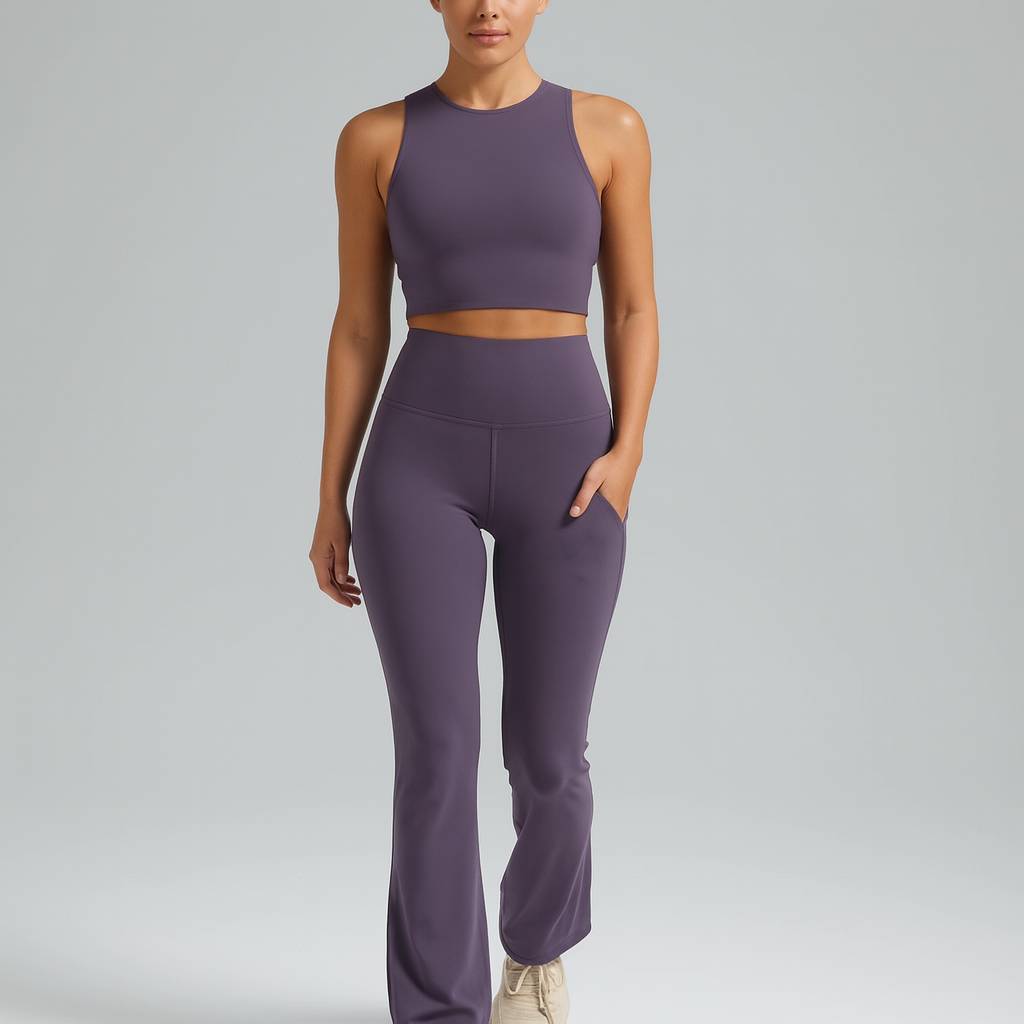 Dame Yoga Bukser med Høj Talje | Bootcut Design | Komfortabelt Stræk | Til Træning & Hverdag