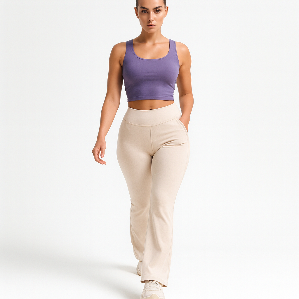 Dame Yoga Bukser med Høj Talje | Bootcut Design | Komfortabelt Stræk | Til Træning & Hverdag