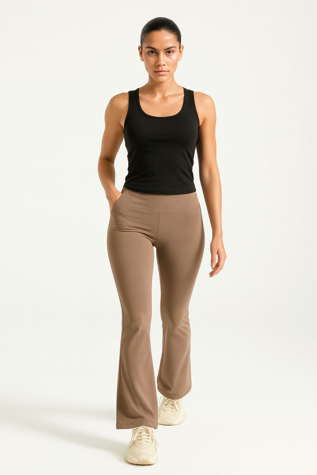 Dame Yoga Bukser med Høj Talje | Bootcut Design | Komfortabelt Stræk | Til Træning & Hverdag