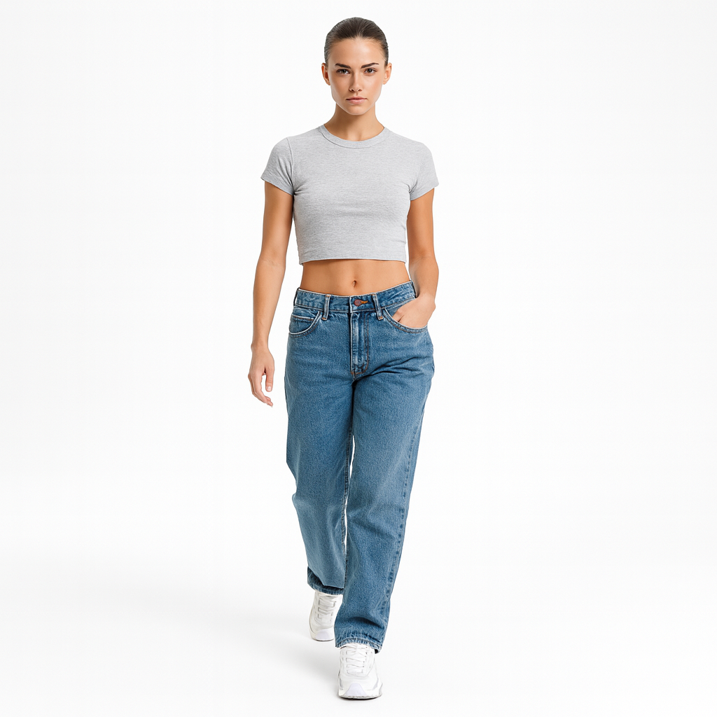 Dame Jeans med Stjerneprint | Løs Pasform | Lav Talje | Vintage Y2K Denim Bukser