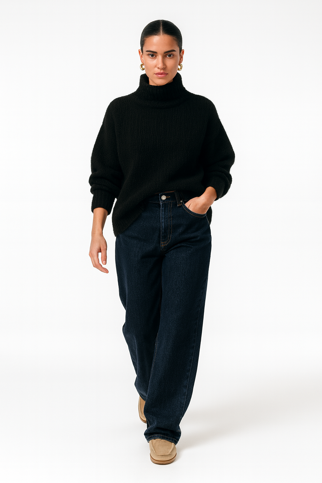 Dame Jeans med Stjerneprint | Løs Pasform | Lav Talje | Vintage Y2K Denim Bukser