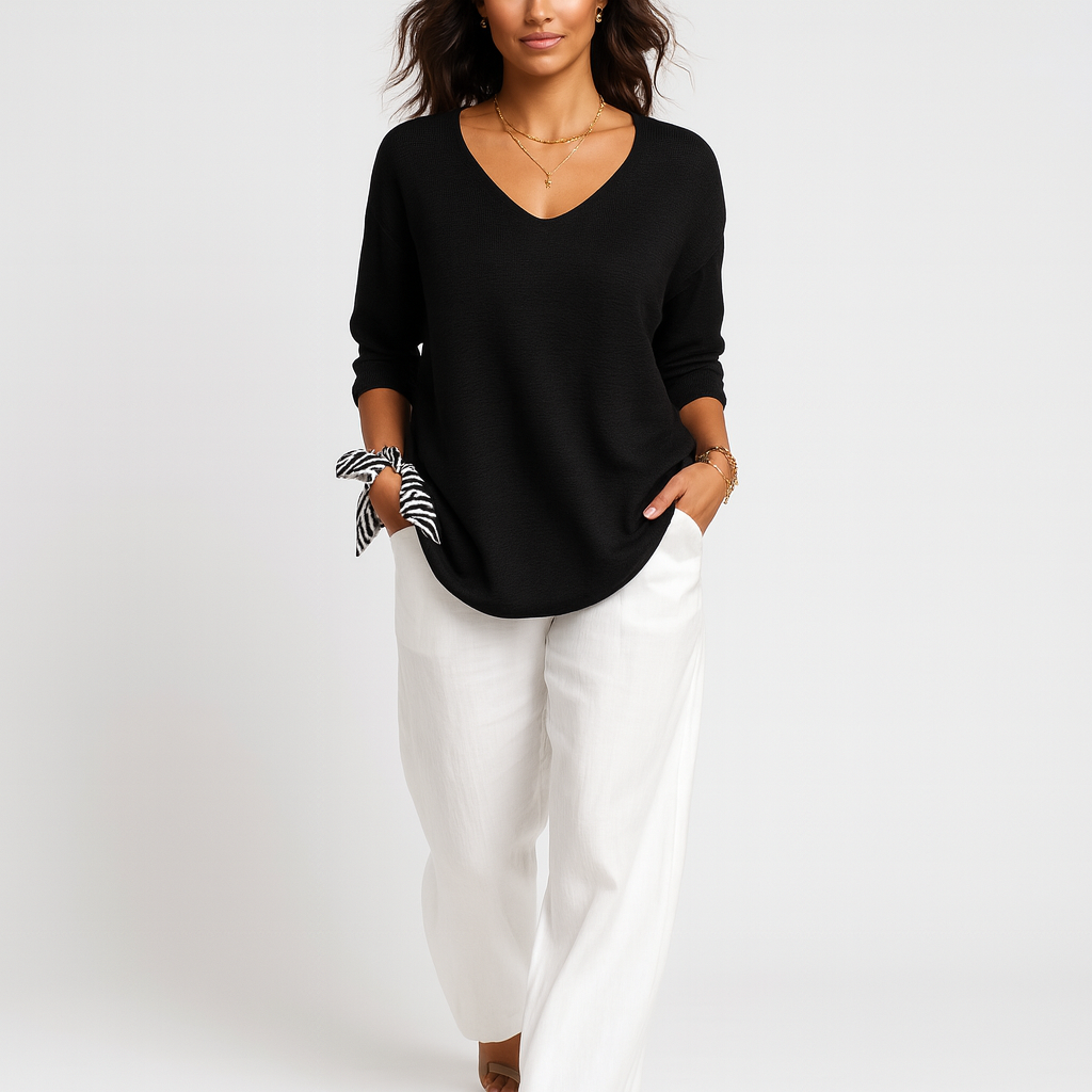 Kvinders V-hals top | Let og elegant pasform