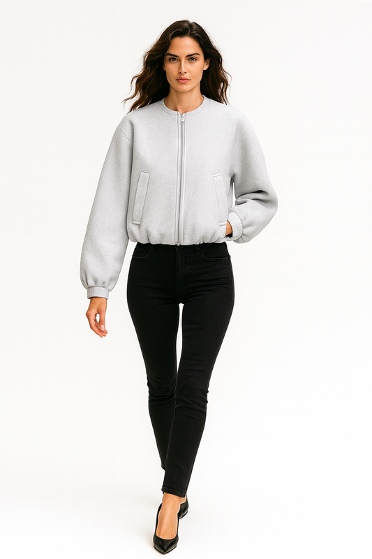 Bomberjakke til Kvinder | Med Geraffede Ærmer | Moderne Kort Jakke til Forår og Efterår