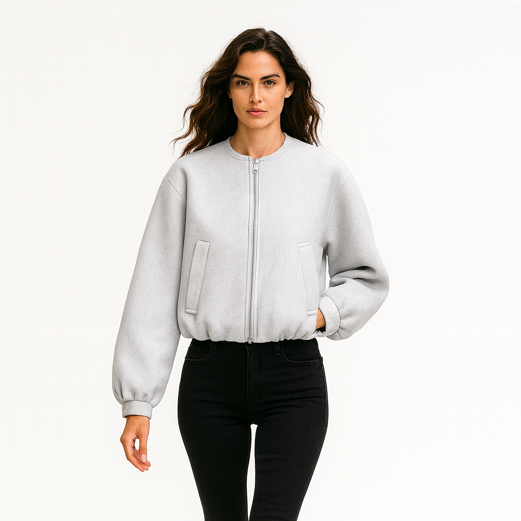 Bomberjakke til Kvinder | Med Geraffede Ærmer | Moderne Kort Jakke til Forår og Efterår