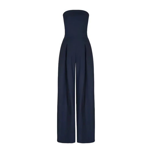 Stropløs Jumpsuit med Brede Ben – Flatterende Silhuet | Formelt Udtryk | Praktiske Lommer | Elegant til Arbejde og Events