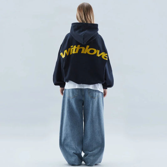 Oversized Dame Hoodie med Bagtryk og Hætte | Streetwear Komfort & College Stil