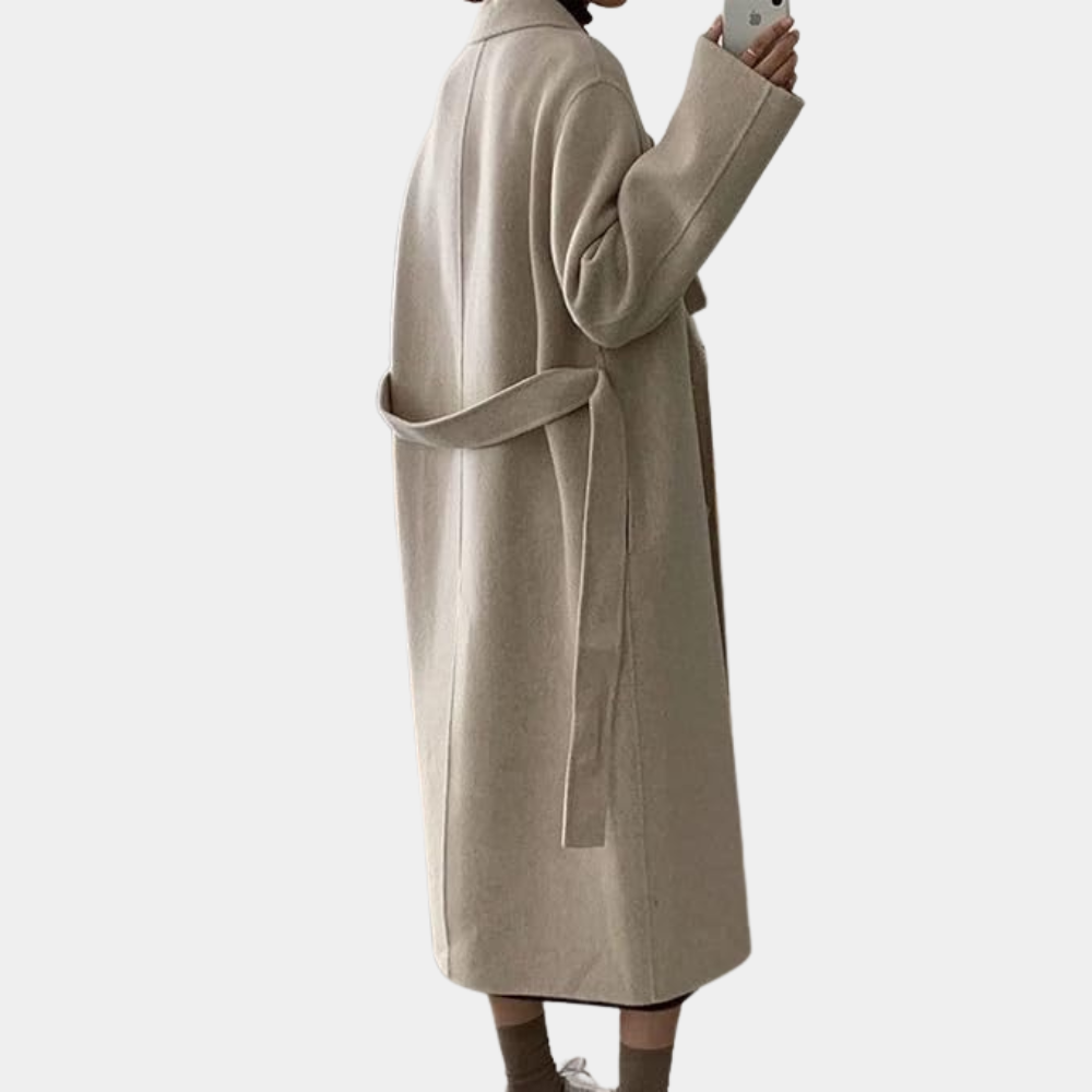Lang Vinterfrakke til Kvinder | Dobbelt Brystet Design | Blød Foret Komfort | Elegant Silhuet