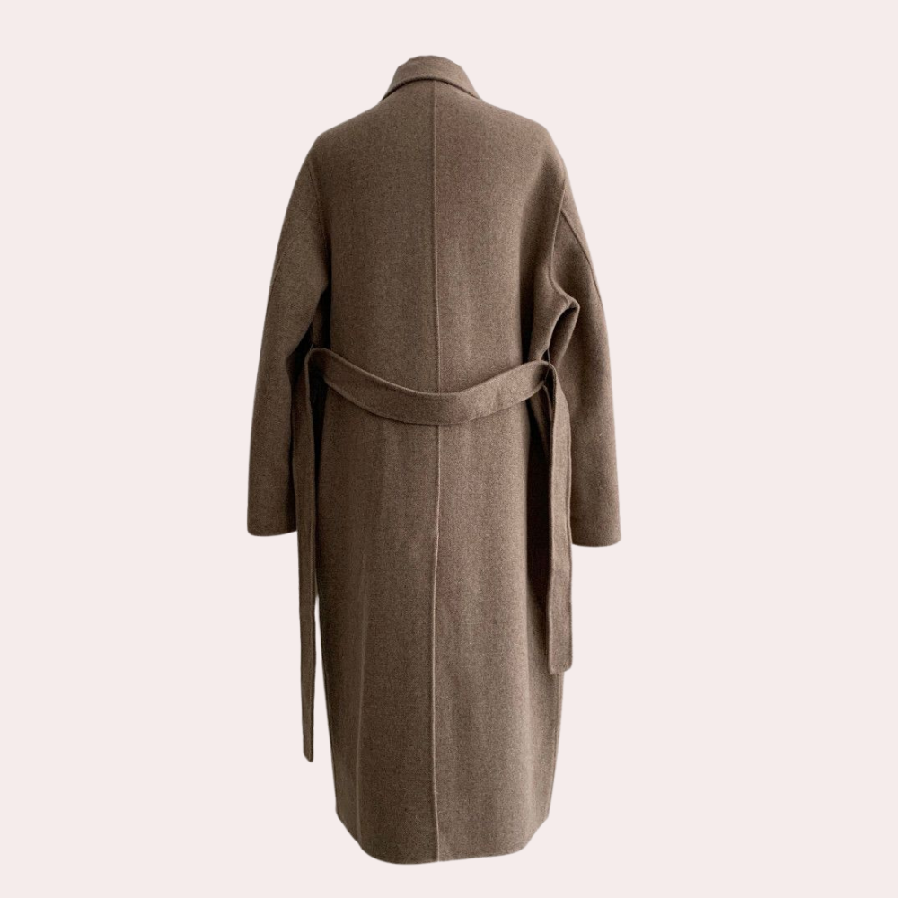 Lang Vinterfrakke til Kvinder | Dobbelt Brystet Design | Blød Foret Komfort | Elegant Silhuet