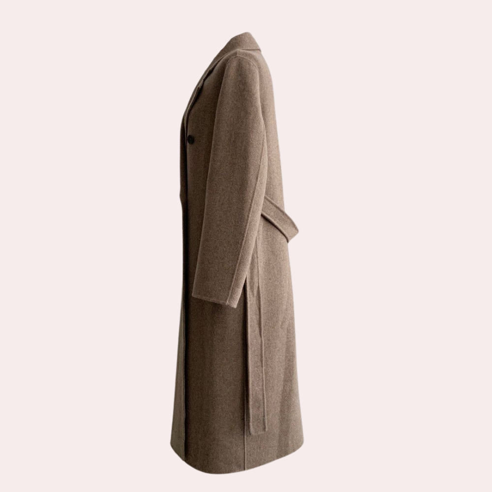 Lang Vinterfrakke til Kvinder | Dobbelt Brystet Design | Blød Foret Komfort | Elegant Silhuet