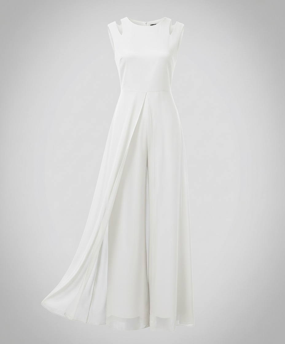 Elegant ærmeløs dame jumpsuit | Flatterende snit med vide ben