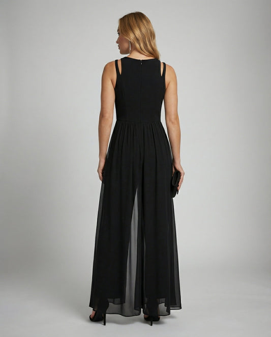 Elegant ærmeløs dame jumpsuit | Flatterende snit med vide ben