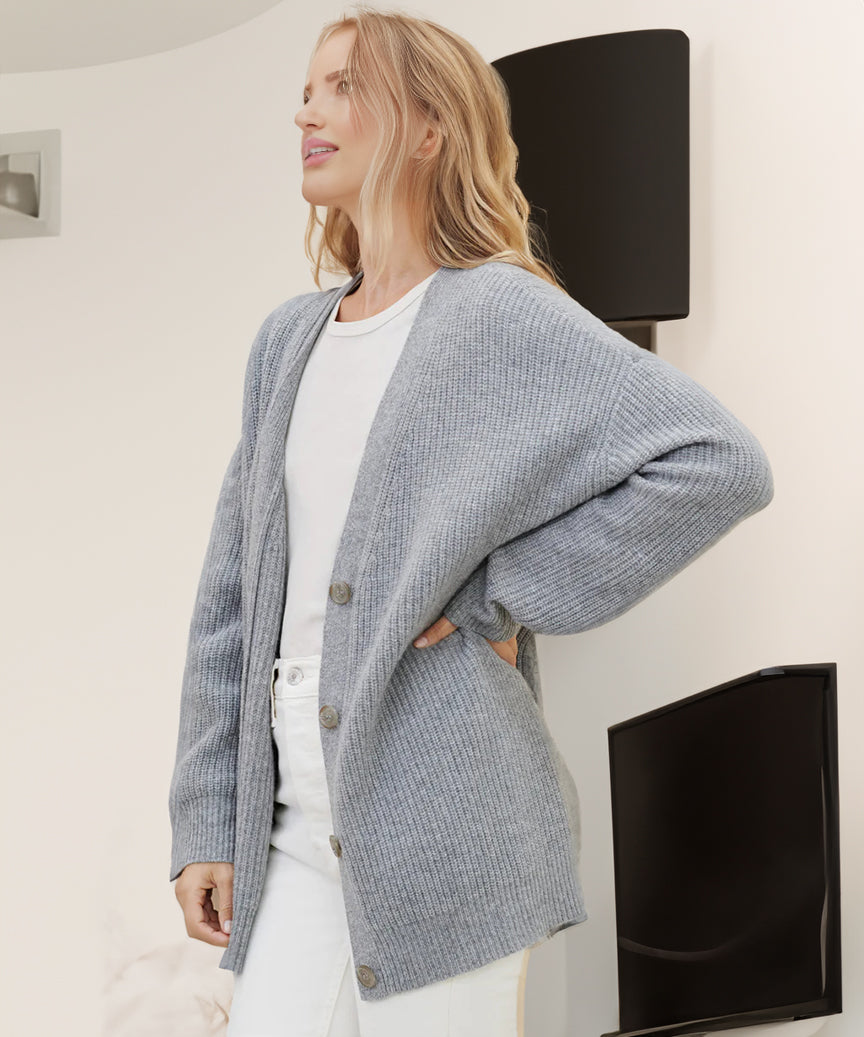 Dame cardigan i blød finstrikket kvalitet | Elegant og varm | Klassisk pasform