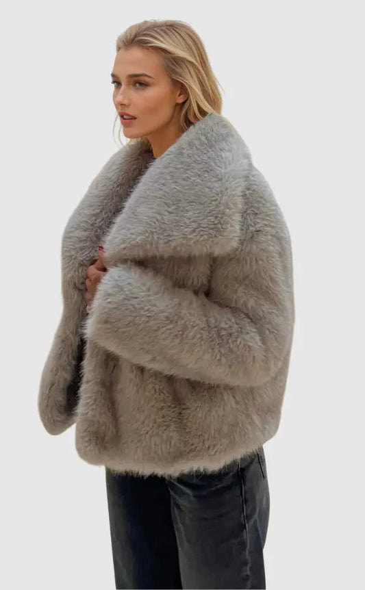 Dame Jakke i Kunstpels | Elegant & Blød Komfort | Varm, Luksuriøs & Tidløs Stil