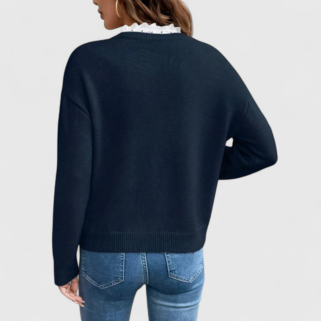 Elegant damesweater med blonde-detaljer | Flatterende og alsidig pasform