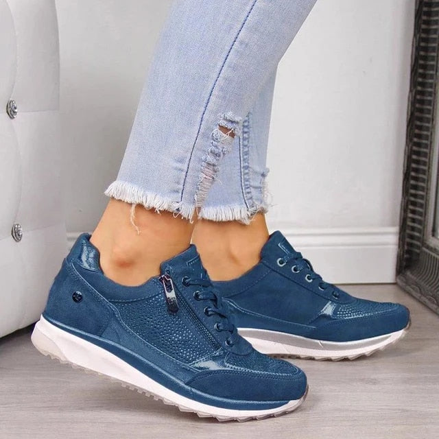 Smarte Metallic Sneakers til Kvinder | Komfortable Modesko med Lynlås