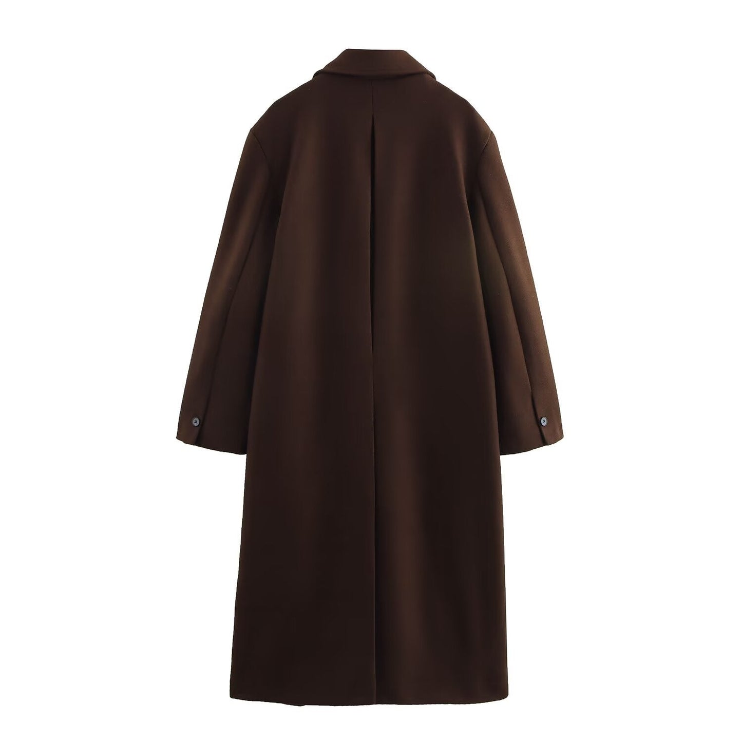 Dame Uldfrakke i Patchworkdesign | Brun | Elegant & Varm til Efterår & Vinter