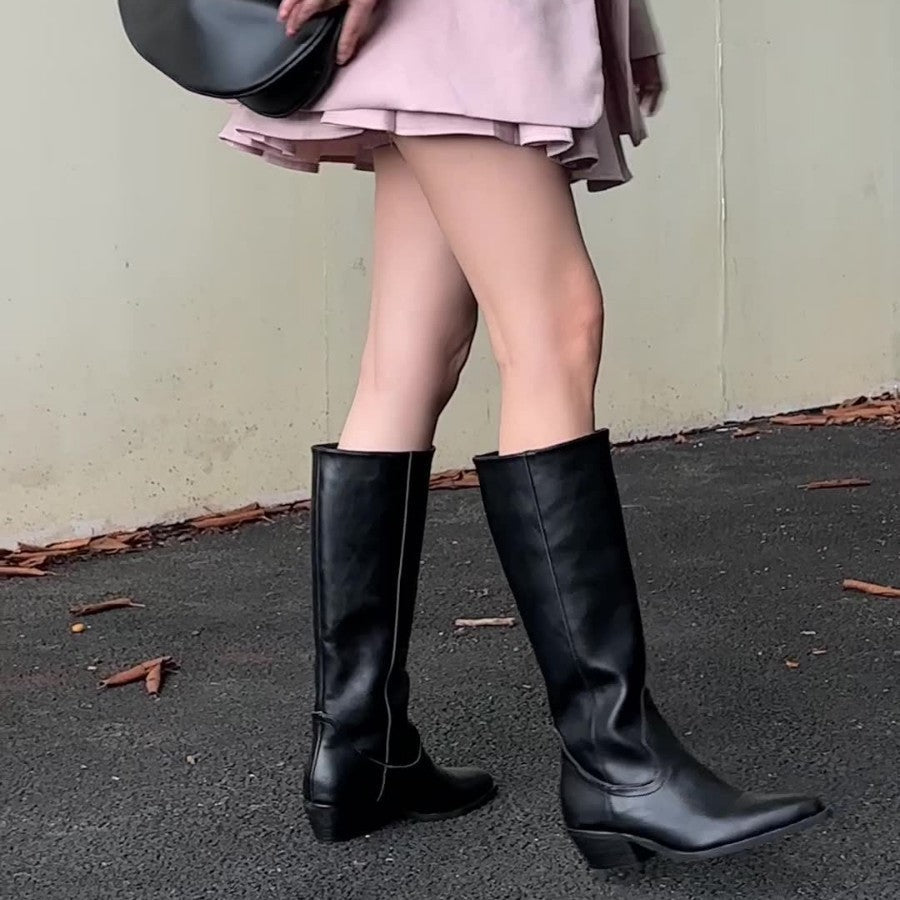 Dame Støvler | High-Rise | Pointed Toe | Medium Hæl