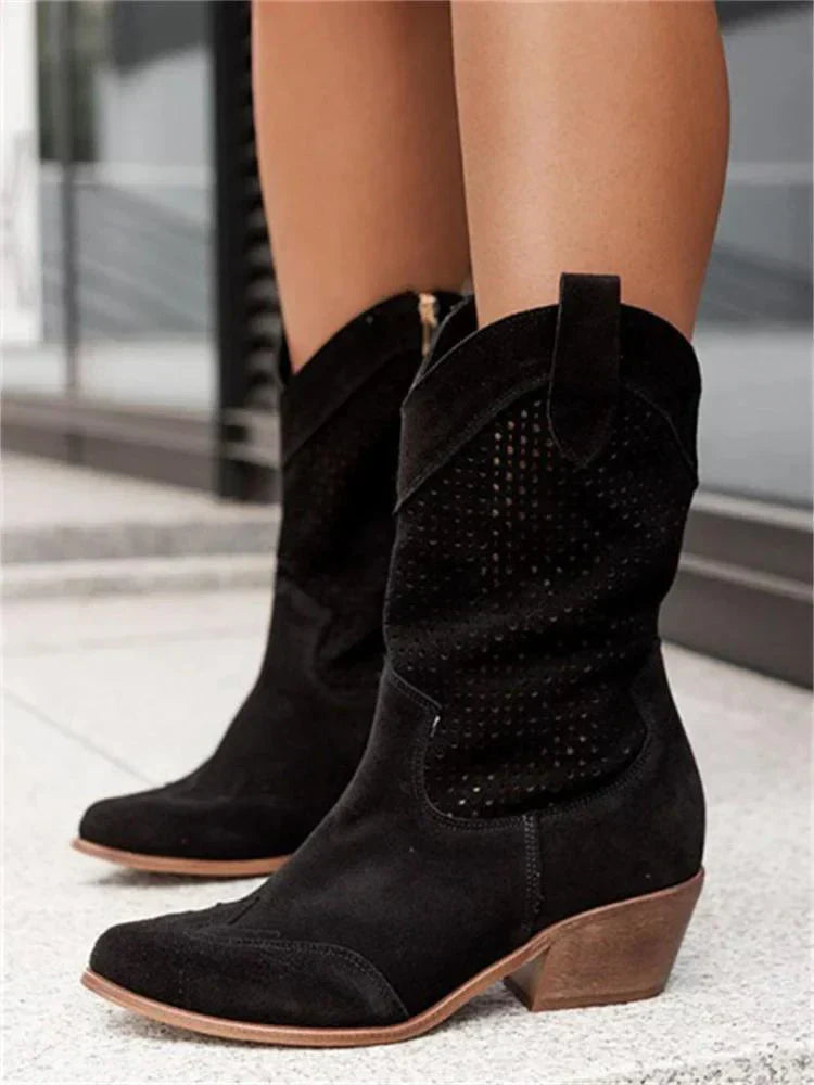 Dame Cowboy Støvler med Lynlås | Åndbart Design | Trendy & Komfortabel Pasform