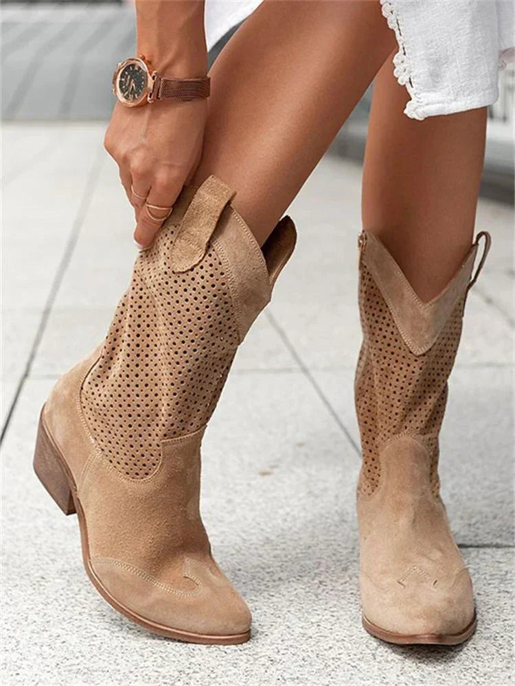 Dame Cowboy Støvler med Lynlås | Åndbart Design | Trendy & Komfortabel Pasform