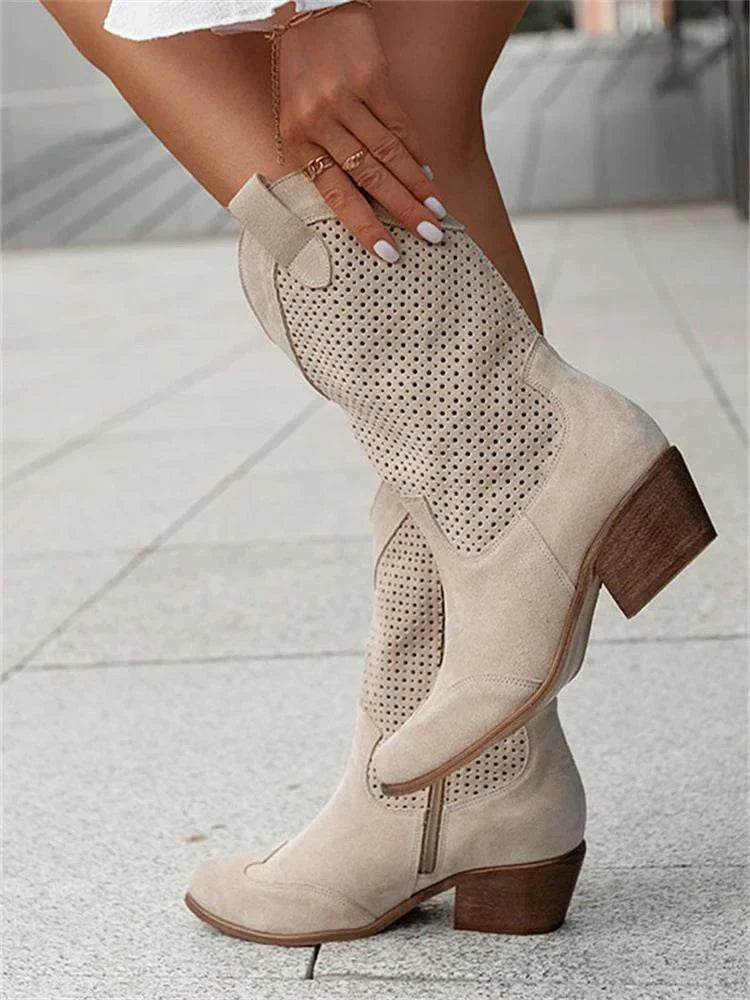 Dame Cowboy Støvler med Lynlås | Åndbart Design | Trendy & Komfortabel Pasform