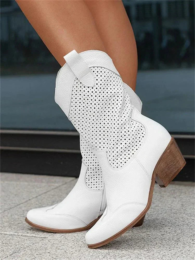 Dame Cowboy Støvler med Lynlås | Åndbart Design | Trendy & Komfortabel Pasform