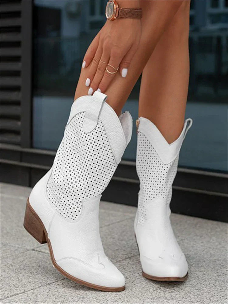 Dame Cowboy Støvler med Lynlås | Åndbart Design | Trendy & Komfortabel Pasform
