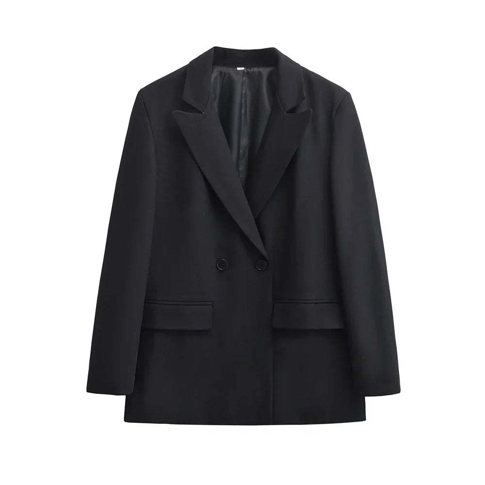 Dame Vinterblazer | Elegant Snit | Knaplukning & Praktiske Lommer