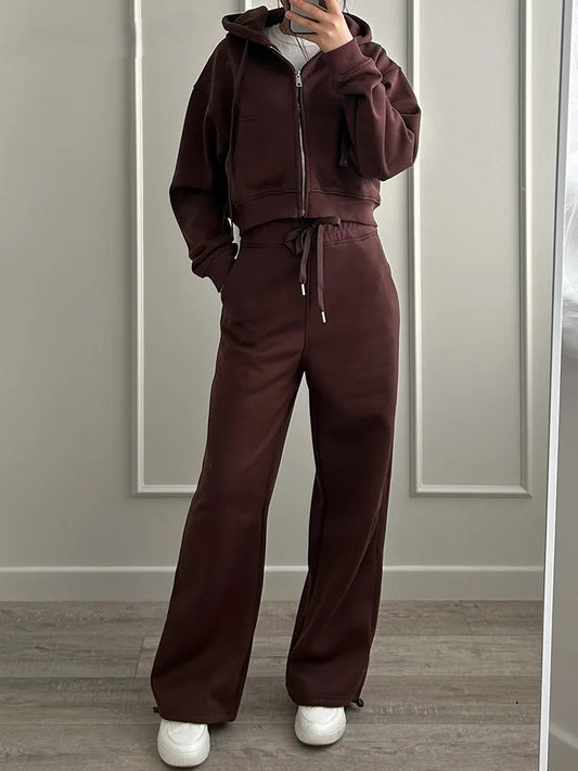 Casual fleece tracksuit til kvinder | Komfortabelt løstsiddende sæt