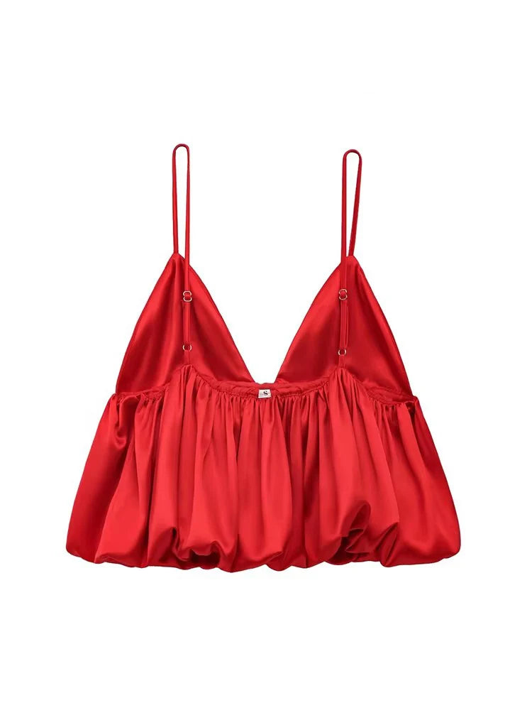 Stropløs top til kvinder med let bouffant-form og åben ryg