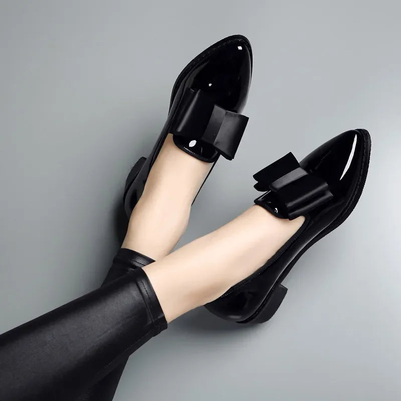 Kvinders Loafers med Sløjfedetalje | Spids Tå | Elegante Laksko til Hverdag og Kontor
