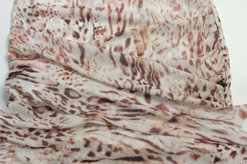 Mini Kjole til Kvinder | Turtleneck | Leopardmønster | Slim Fit Party Dress